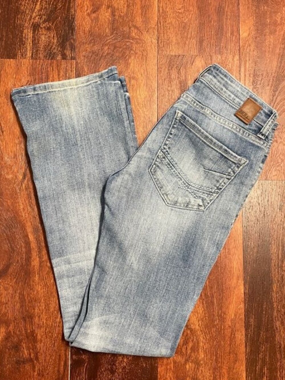 BKE Stella Boot Cut Jeans 25R 25 X 31.5 Low Rise Slim Fit Blue ABK2808 Stretch